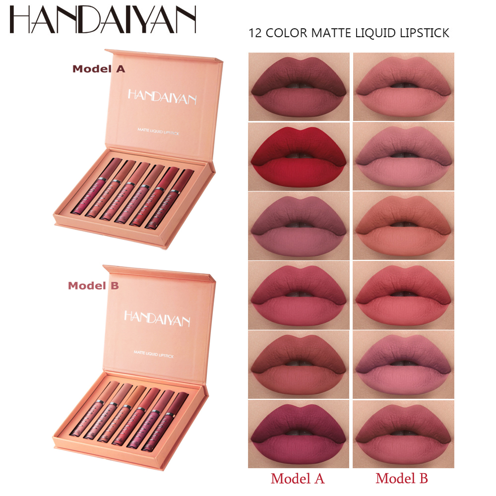 ลิปสติก 6 สี ด้านเนื้อแมท กันน้ำ ติดทนนาน ไม่เหนอะหนะ